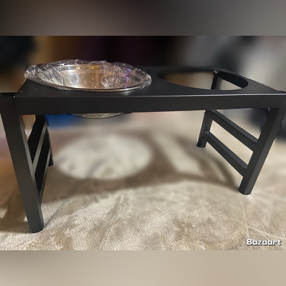 Black Elevated Pet Feeder with Bowls